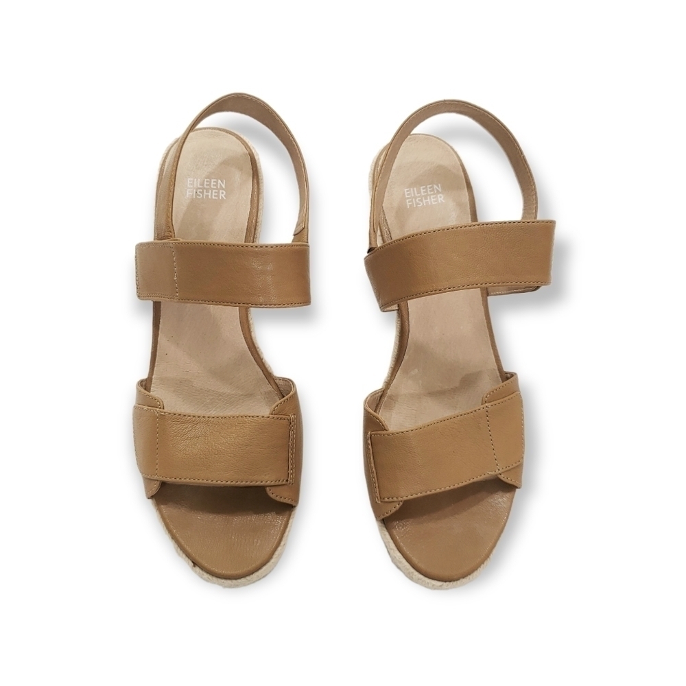 Eileen Fisher velcro strap platform espadrilles size 10 - Picture 2 of 9